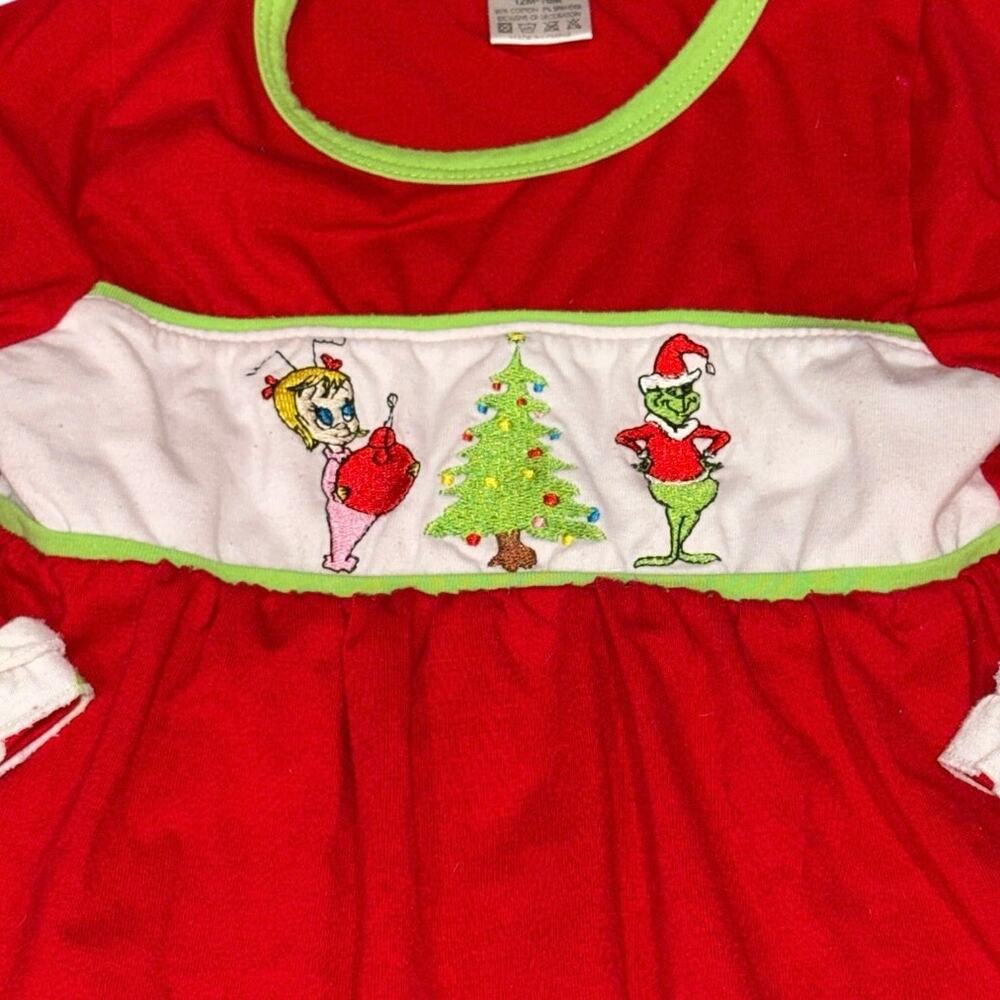 Boutique Grinch & Cindy Lou Who Christmas Romper 12–18M | One Piece Snaps | GUC
